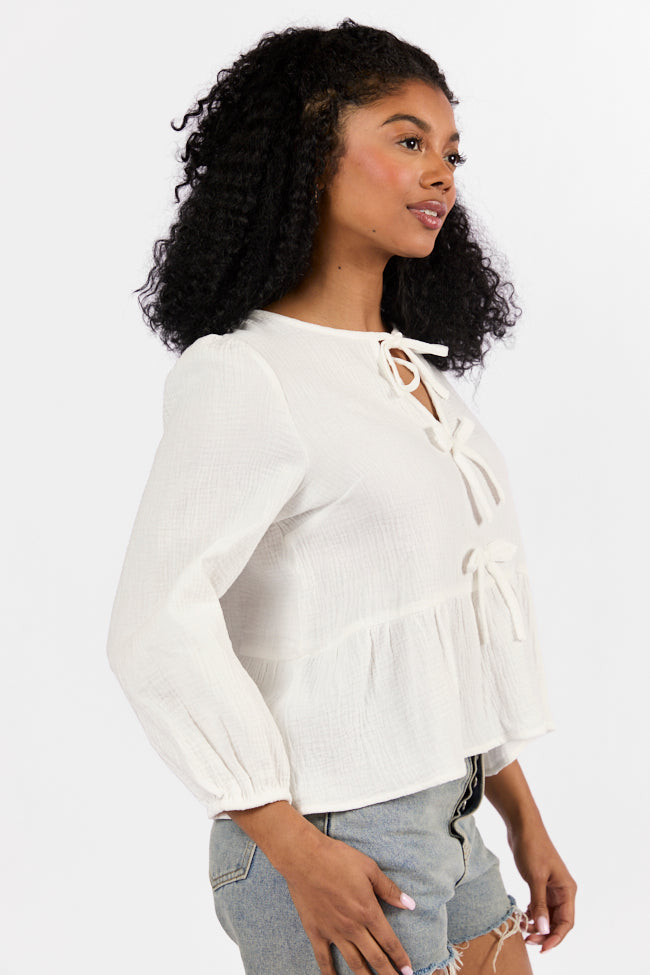 Close To Me Ivory Bow Detail Blouse Official Cheap Online