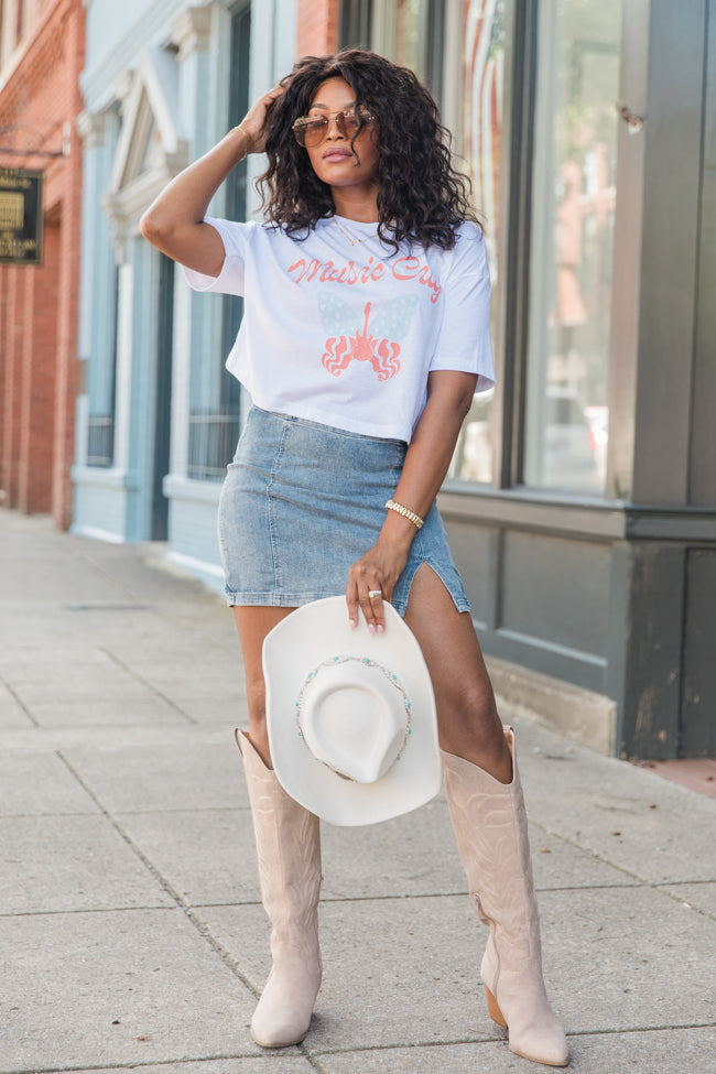 Music City Butterfly White Boxy Tee Buy Cheap From China