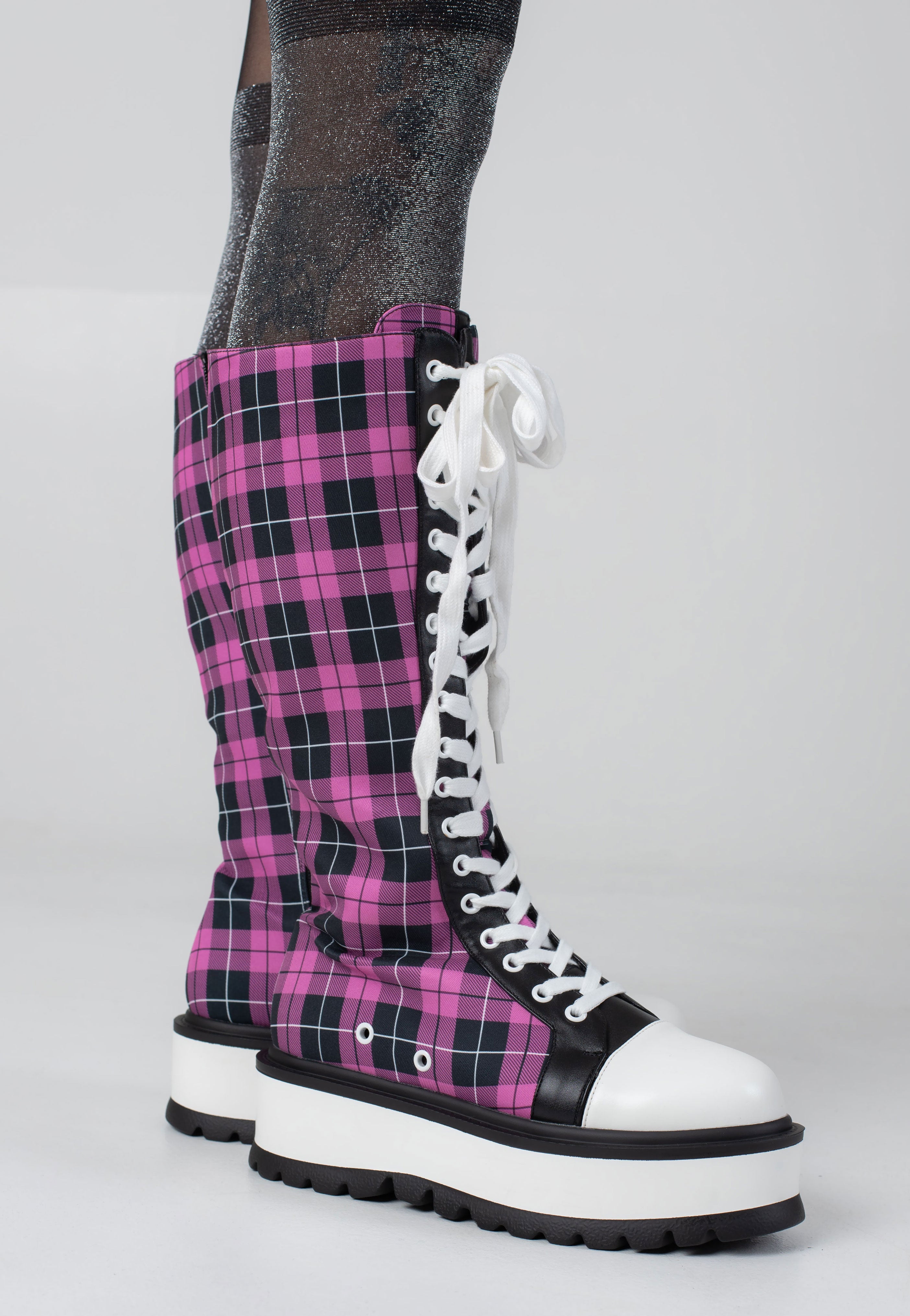 Koi Footwear - Irrelevant Long Platform Pink Check - Girl Shoes Cheap Purchase