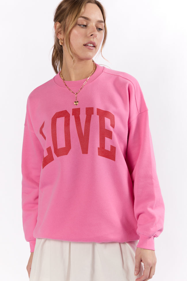 Love Block Pink Oversized Graphic Sweatshirt Cheap Sale Visit New