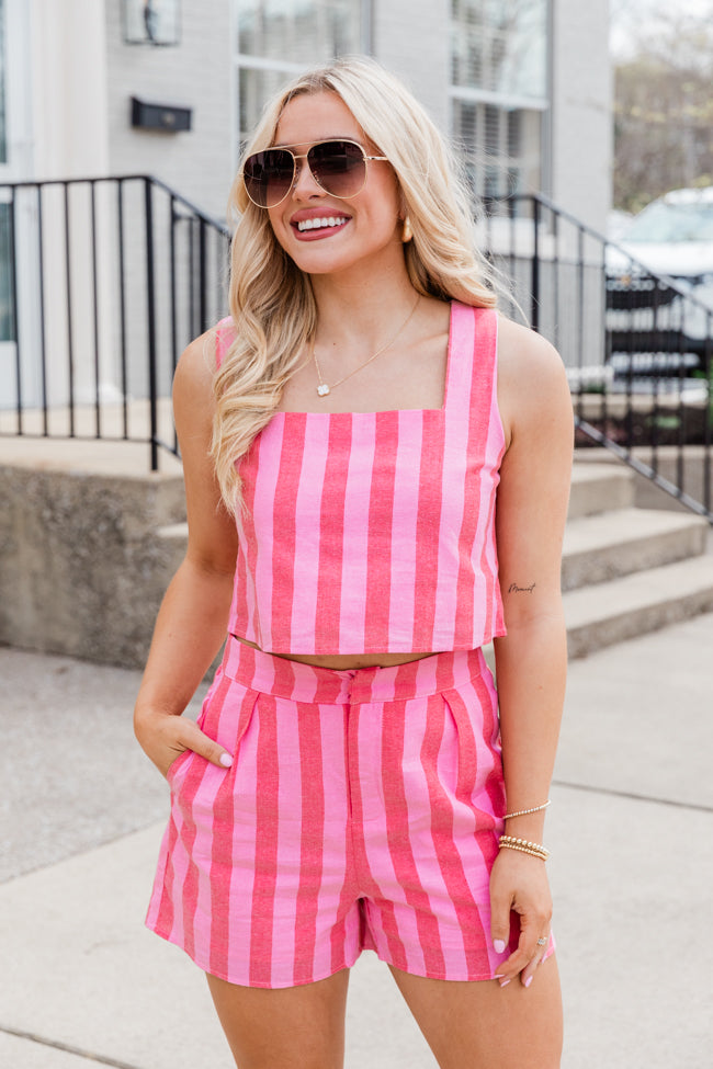 Daily Reminder Pink and Red Tank and Shorts Stripe Set Buy Cheap Factory Outlet