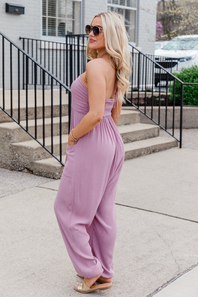 Draw Me In Mauve Halter Neck Jumpsuit Free Shipping Low Shipping