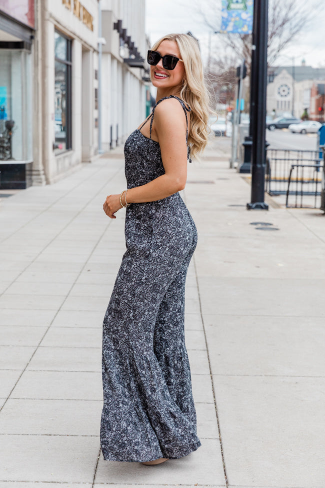 Aware of This Black Paisley Printed Flare Jumpsuit FINAL SALE Best Wholesale Online