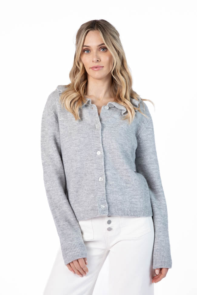 Just A Feeling Grey Collared Cardigan Buy Cheap Fashion Style