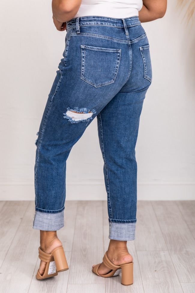 Rhonda Medium Wash Slightly Distressed Mom Jeans FINAL SALE 100% Guaranteed