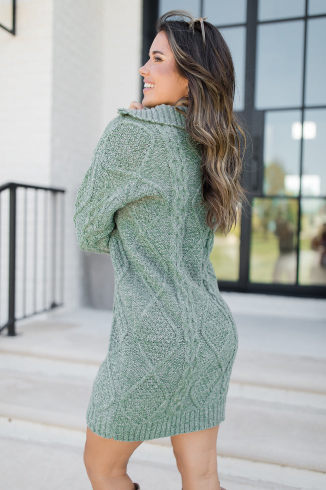 Eyes For You Olive Half Zip Sweater Dress FINAL SALE Discount Online