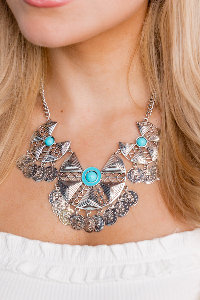 Silver Turquoise Statement Necklace Buy Cheap Limited Edition