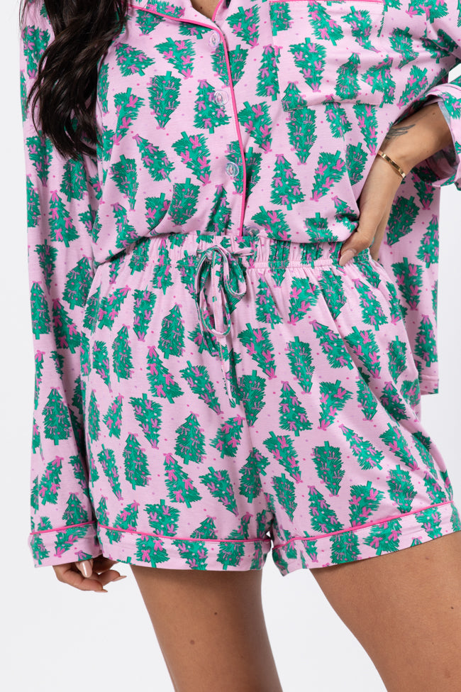 Under The Stars In Pink Pines Bamboo Pajama Shorts FINAL SALE Cheap Supply