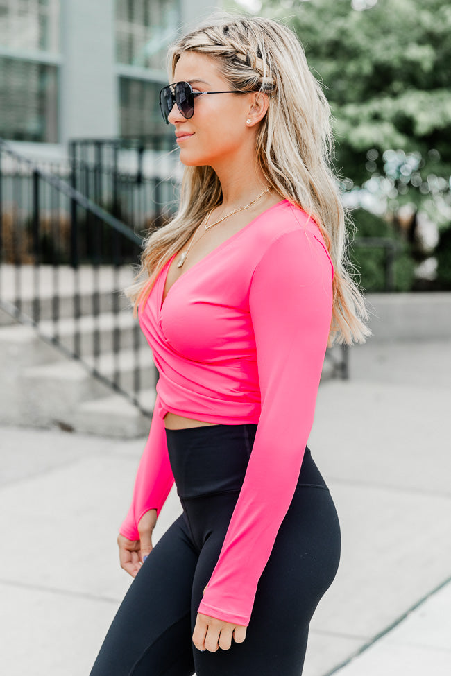 Better Than Ever Hot Pink Active Wrap Top FINAL SALE Latest Sale Online