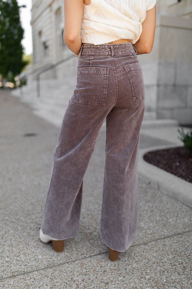 Got My Closure Brown Acid Wash Corduroy Wide Leg Pants FINAL SALE Online Online For Sale