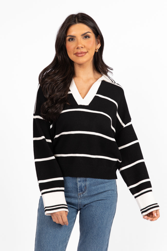 Imagine That Black Striped Collared Sweater Buy Cheap For Cheap