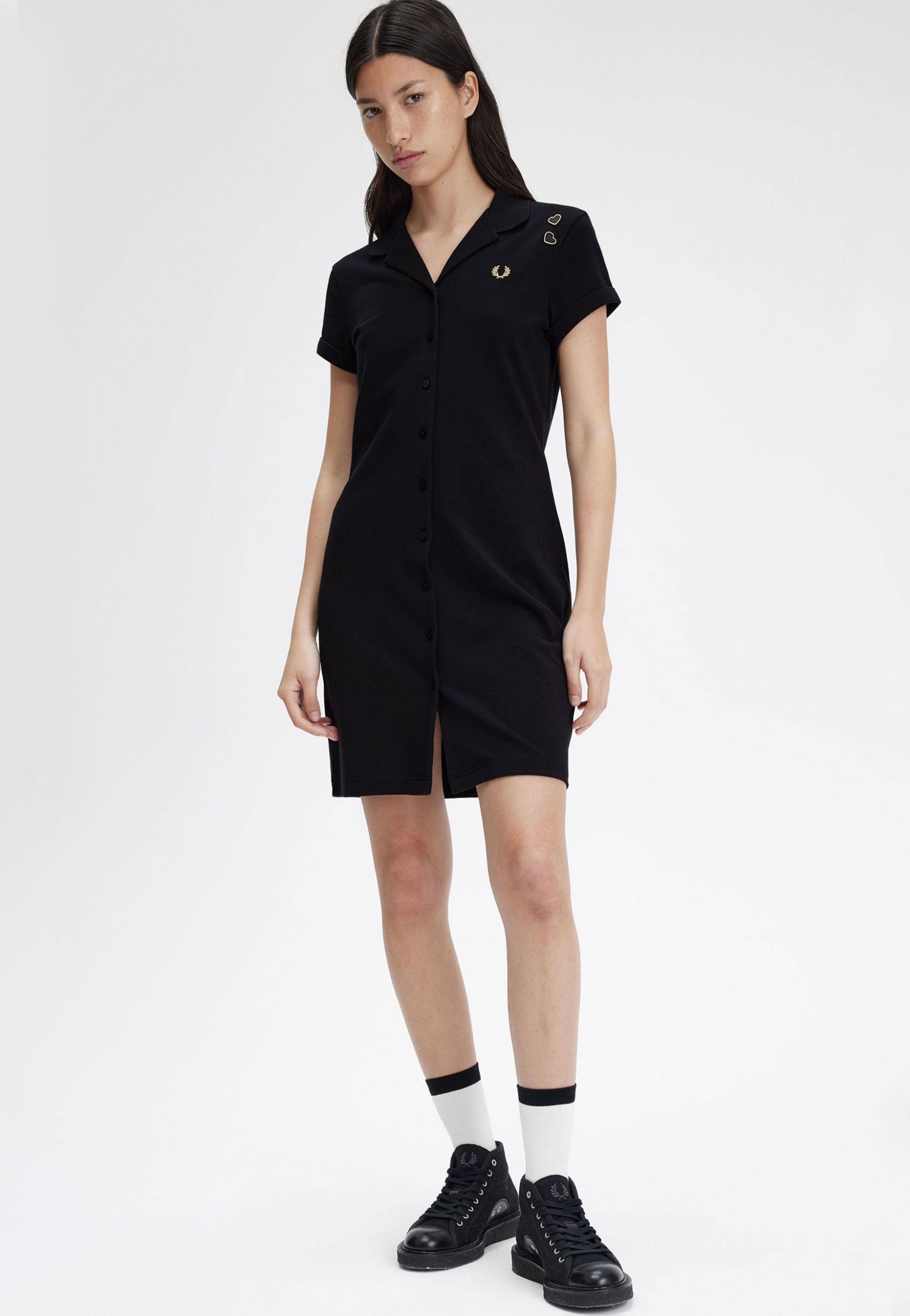 Fred Perry x Amy Winehouse - Button Thru Pique Shirt Black - Dress Cheap Sale Pick A Best