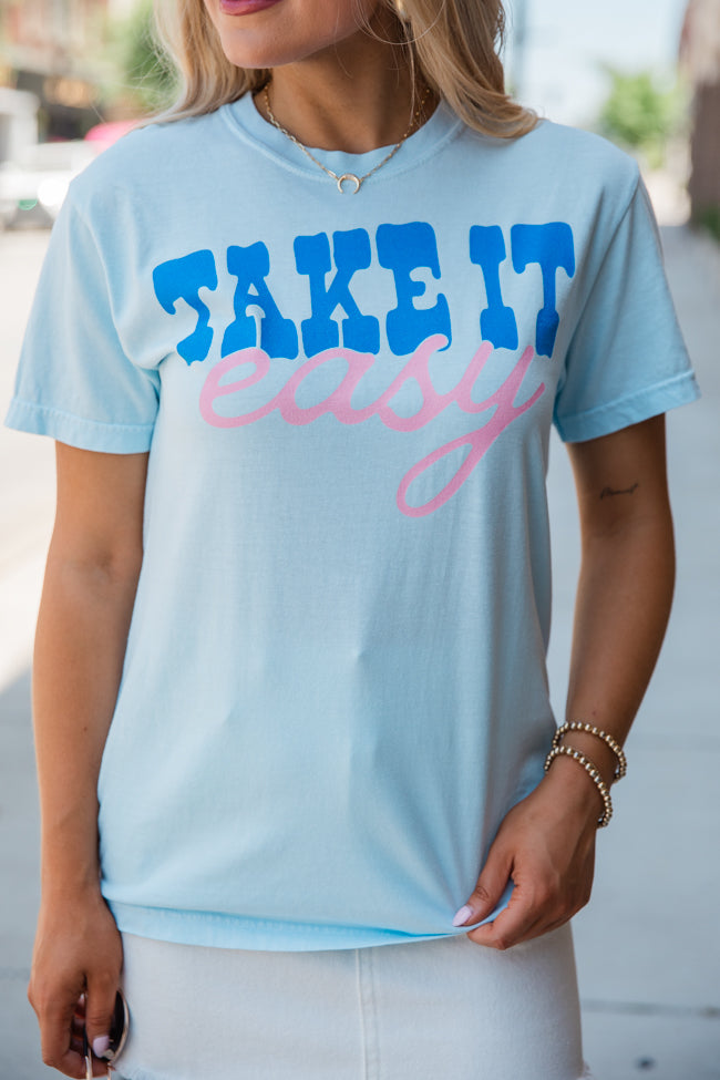 Take It Easy Chambray Comfort Colors Graphic Tee Discount Best Sale