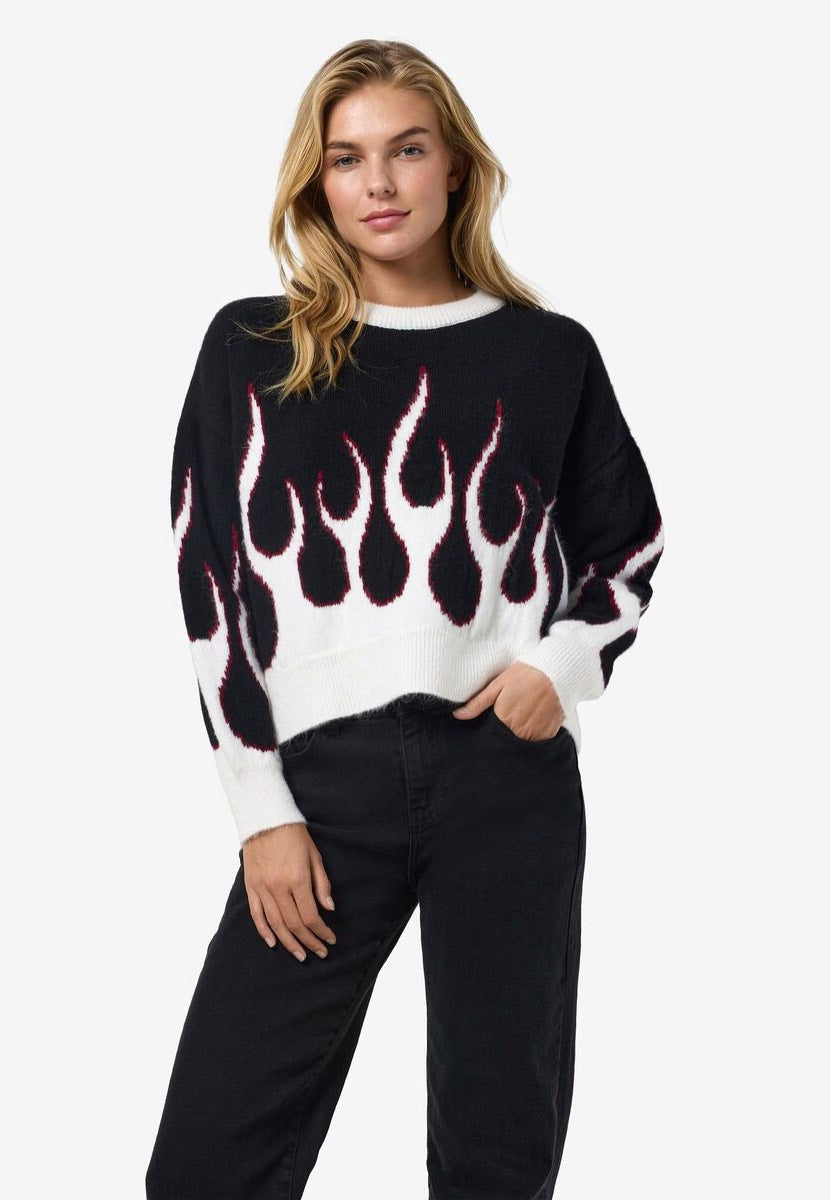 Noisy May - Bailey O Neck Jacquard Black Flame - Pullover Wholesale Pice For Sale