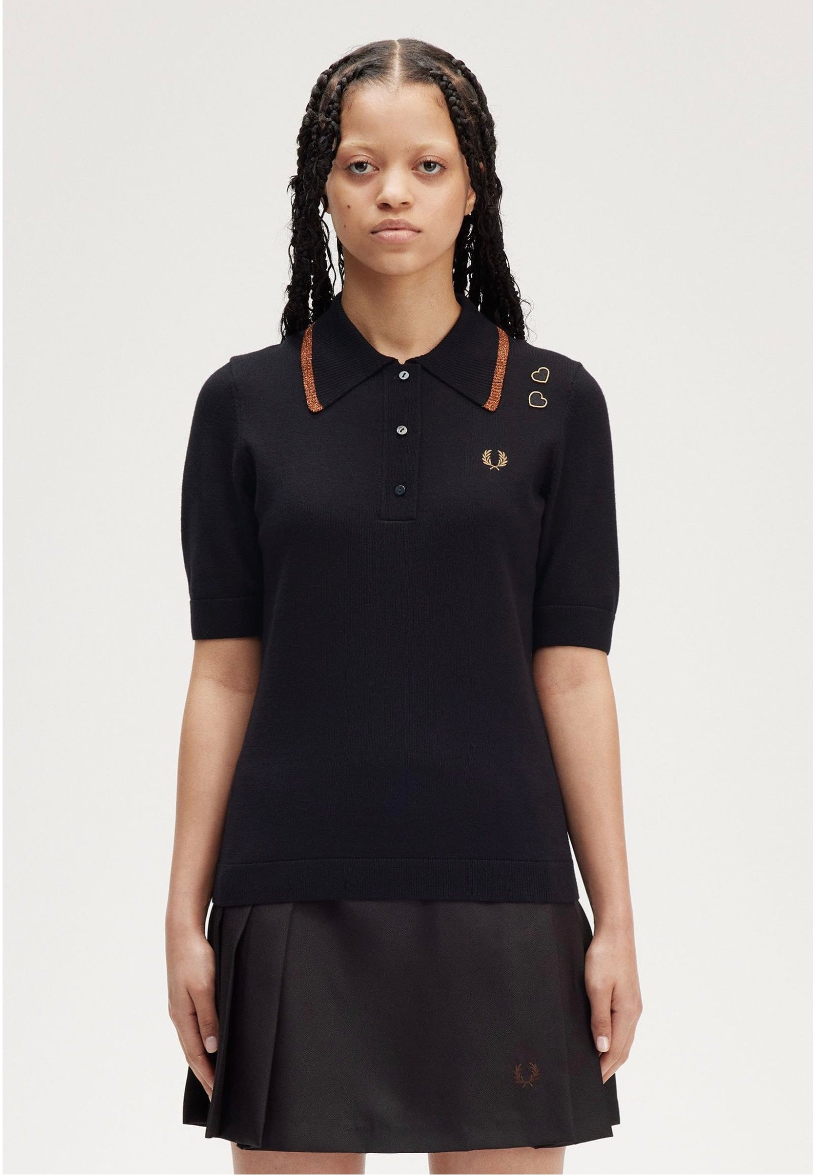 Fred Perry x Amy Winehouse - Metallic Tipped Knitted Black - Polo With Mastercard Online