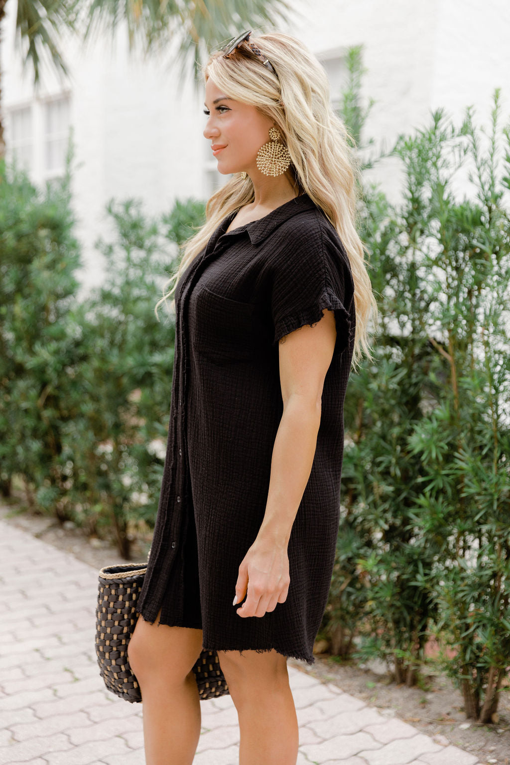 No Worries Black Gauze Button Up Dress FINAL SALE Buy Cheap Discounts