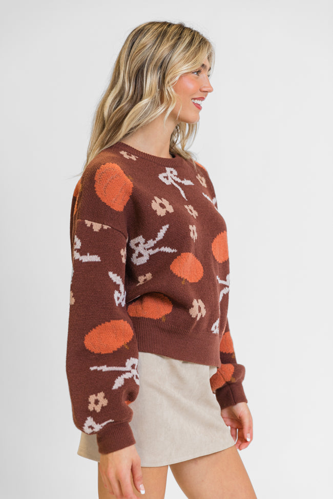 Pumpkin Spice Bliss Rust Bow Sweater FINAL SALE Largest Supplier