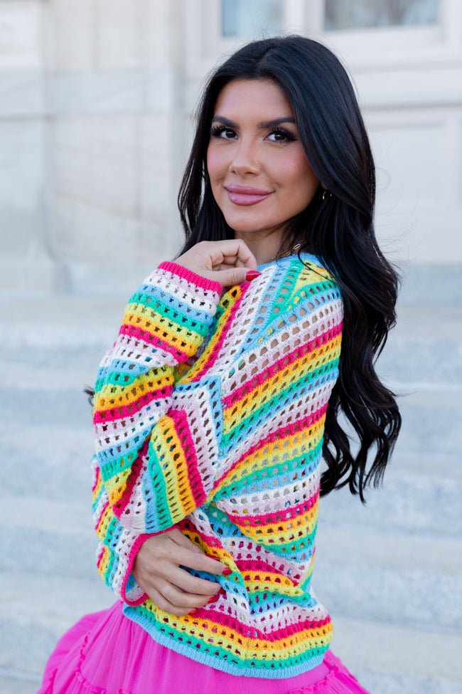 Chasing Rainbows Crochet Sweater FINAL SALE Fashionable Online