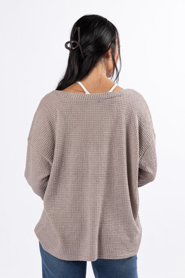 Sounds Like Me Taupe Waffle Knit Cardigan Free Shipping For Nice