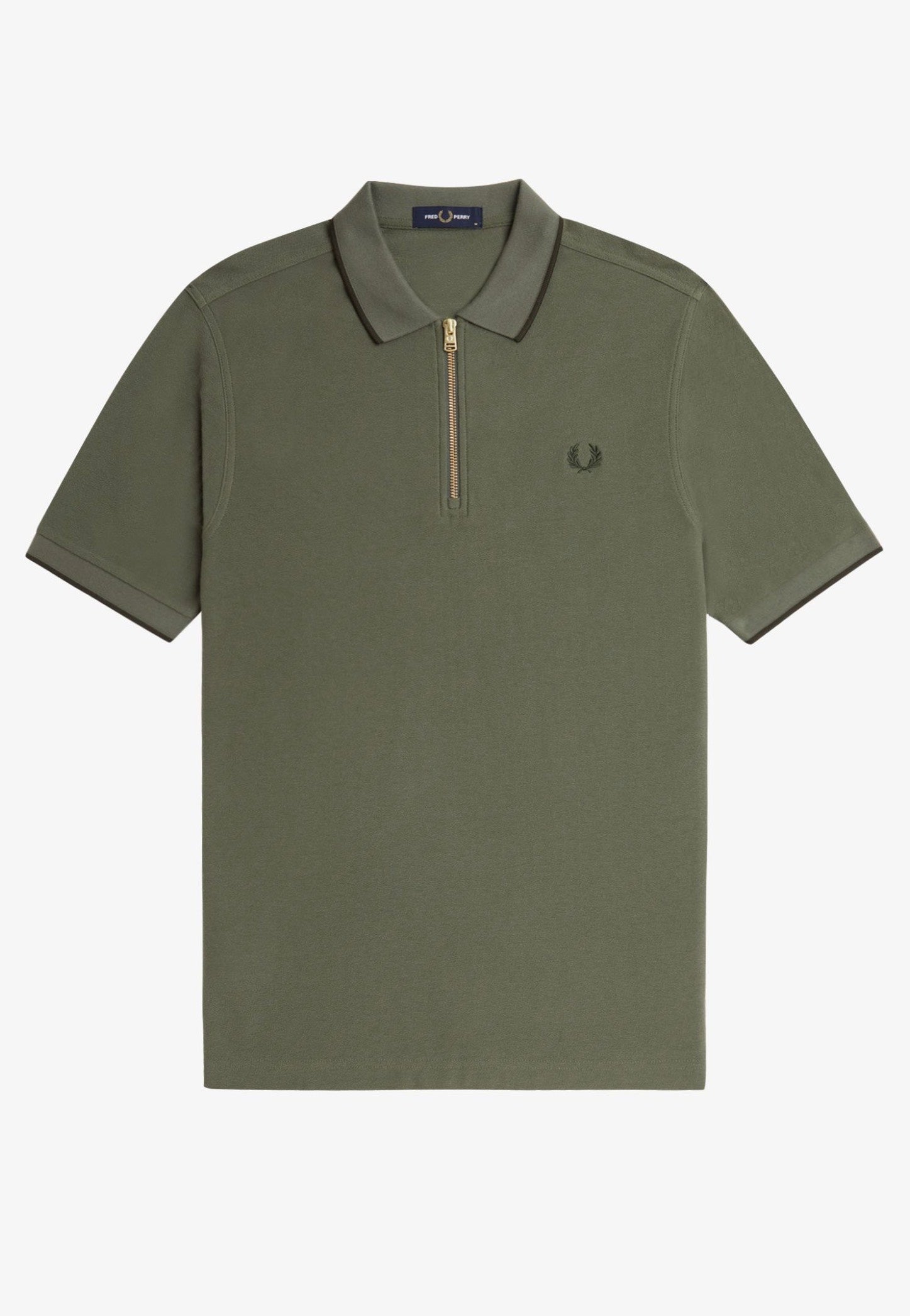 Fred Perry - Crepe Pique Zip Neck Laurel Wreath Green - Polo Quality From China Cheap