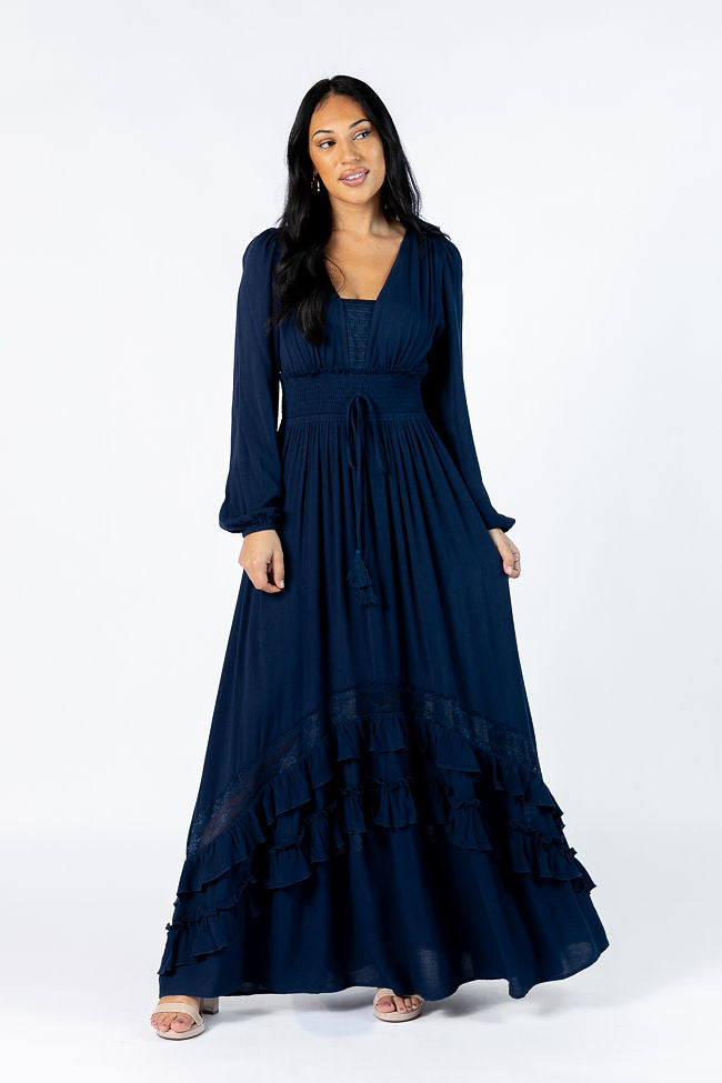 Lucky To Have You Navy Maxi Dress Clearance Sast