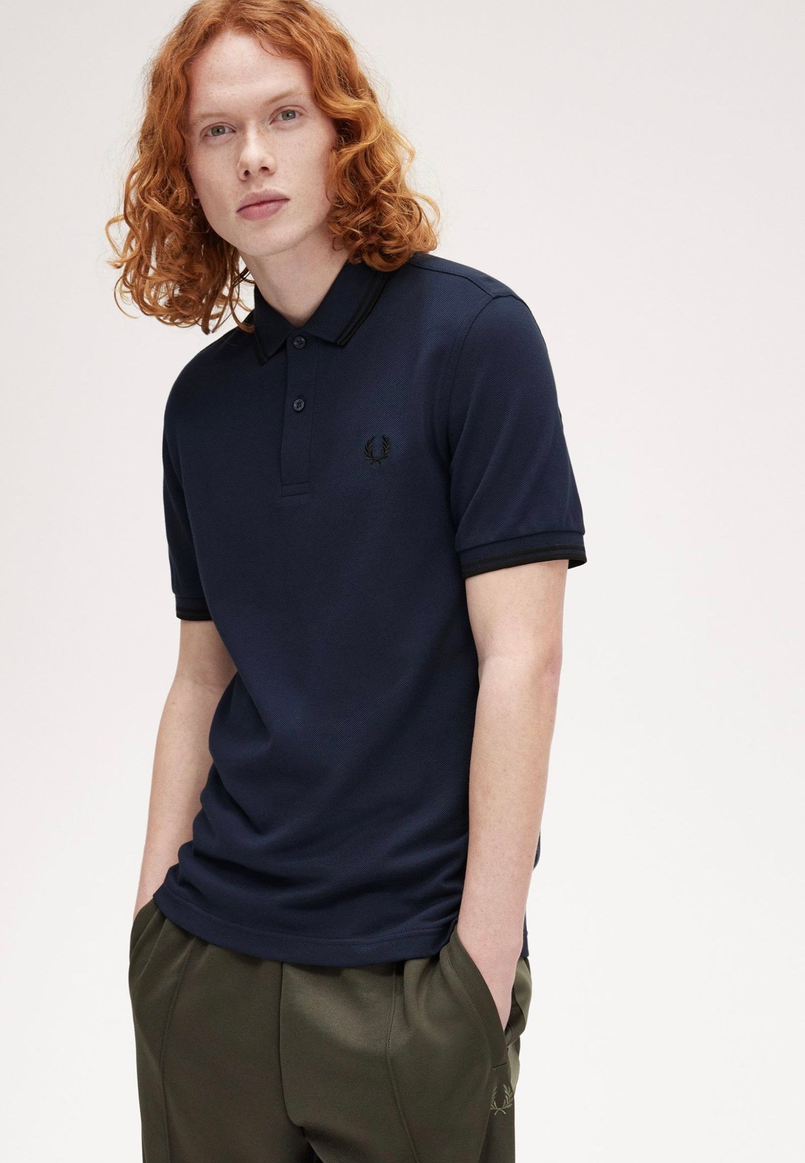 Fred Perry - The Twin Tipped Dkcarbon/Black - Polo Pictures Cheap Online