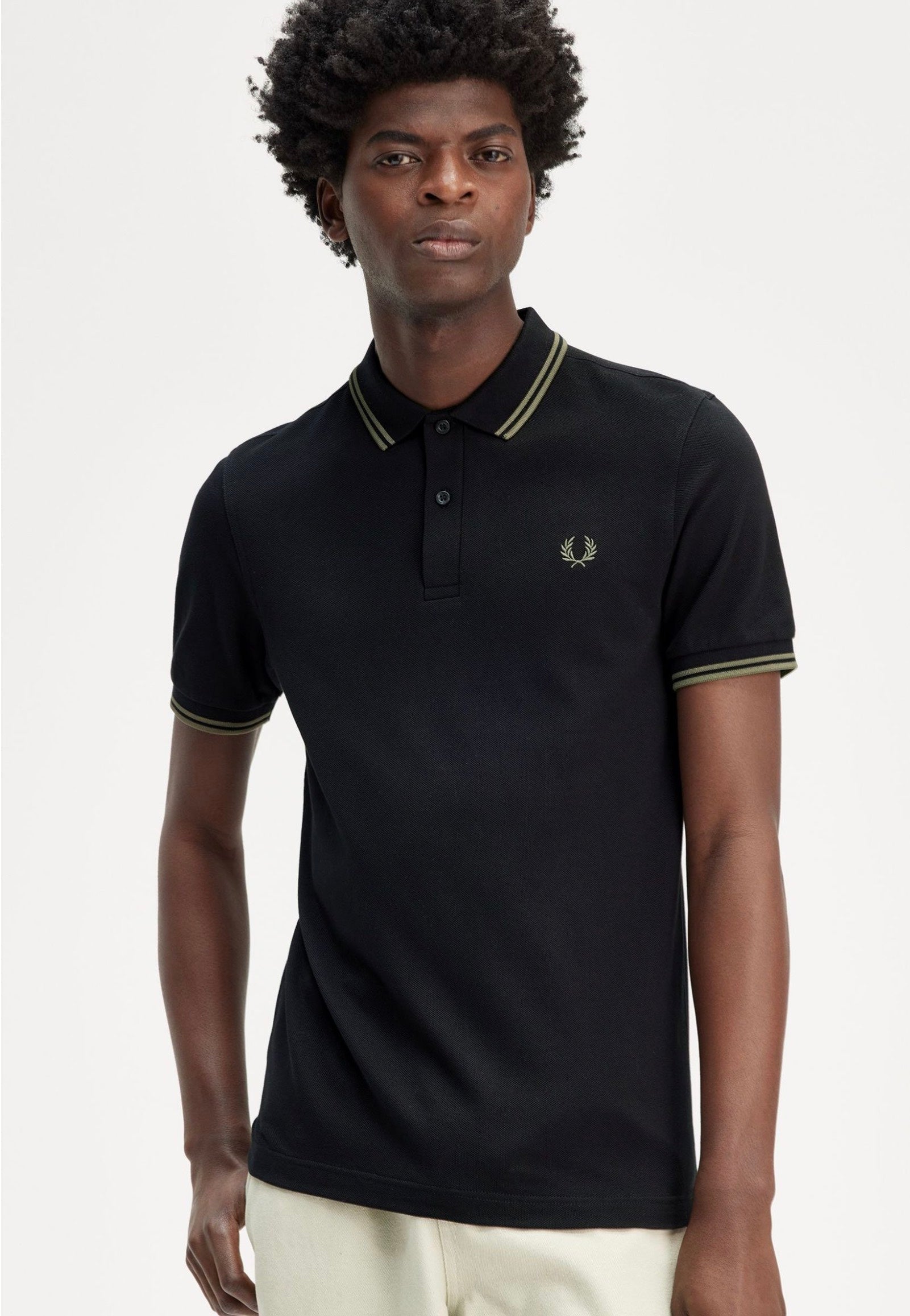 Fred Perry - The Twin Tipped Black/Lr Wgre - Polo Discount Visit New