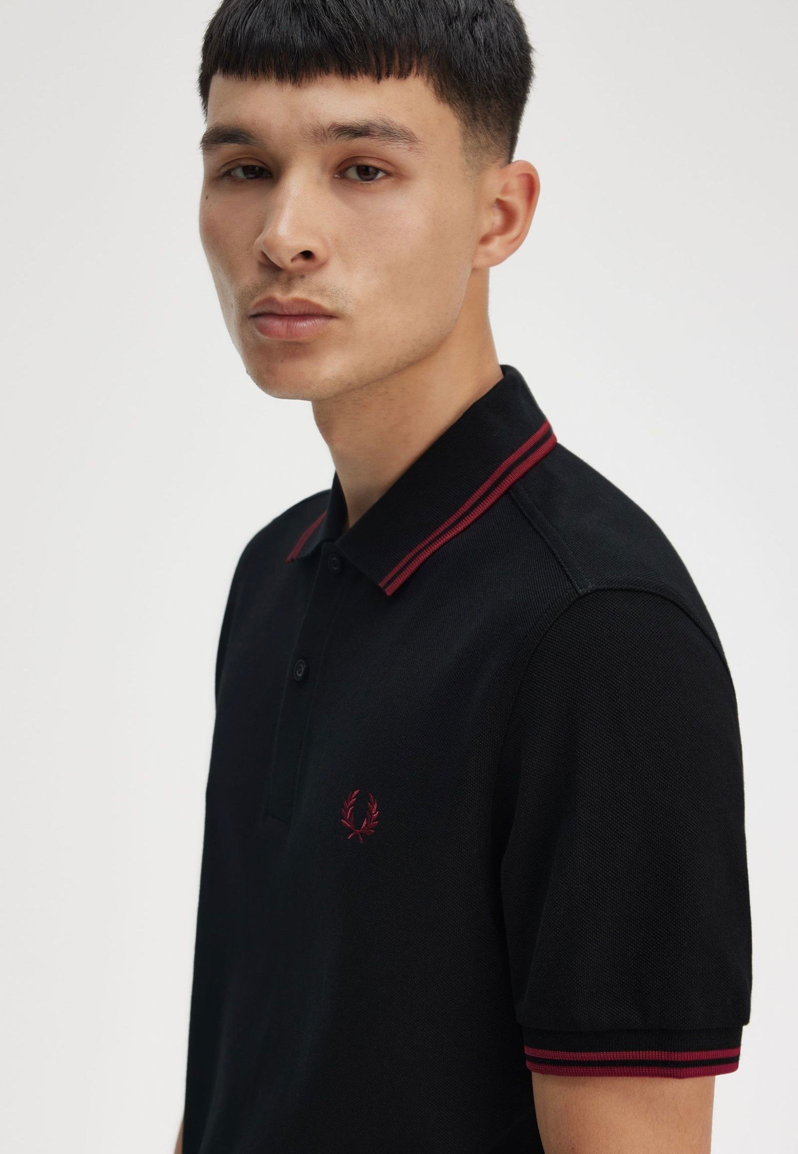 Fred Perry - Twin Tipped Black/Burnt Red - Polo Clearance Get Authentic