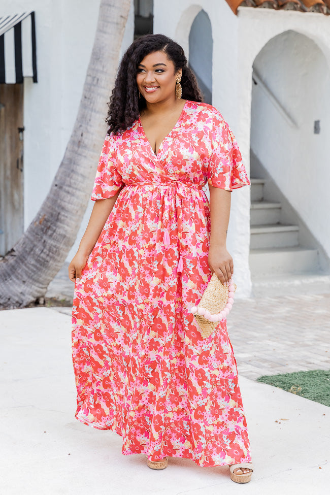 Ready For You Maxi Dress in Watercolor Red Floral Print FINAL SALE Cheap View