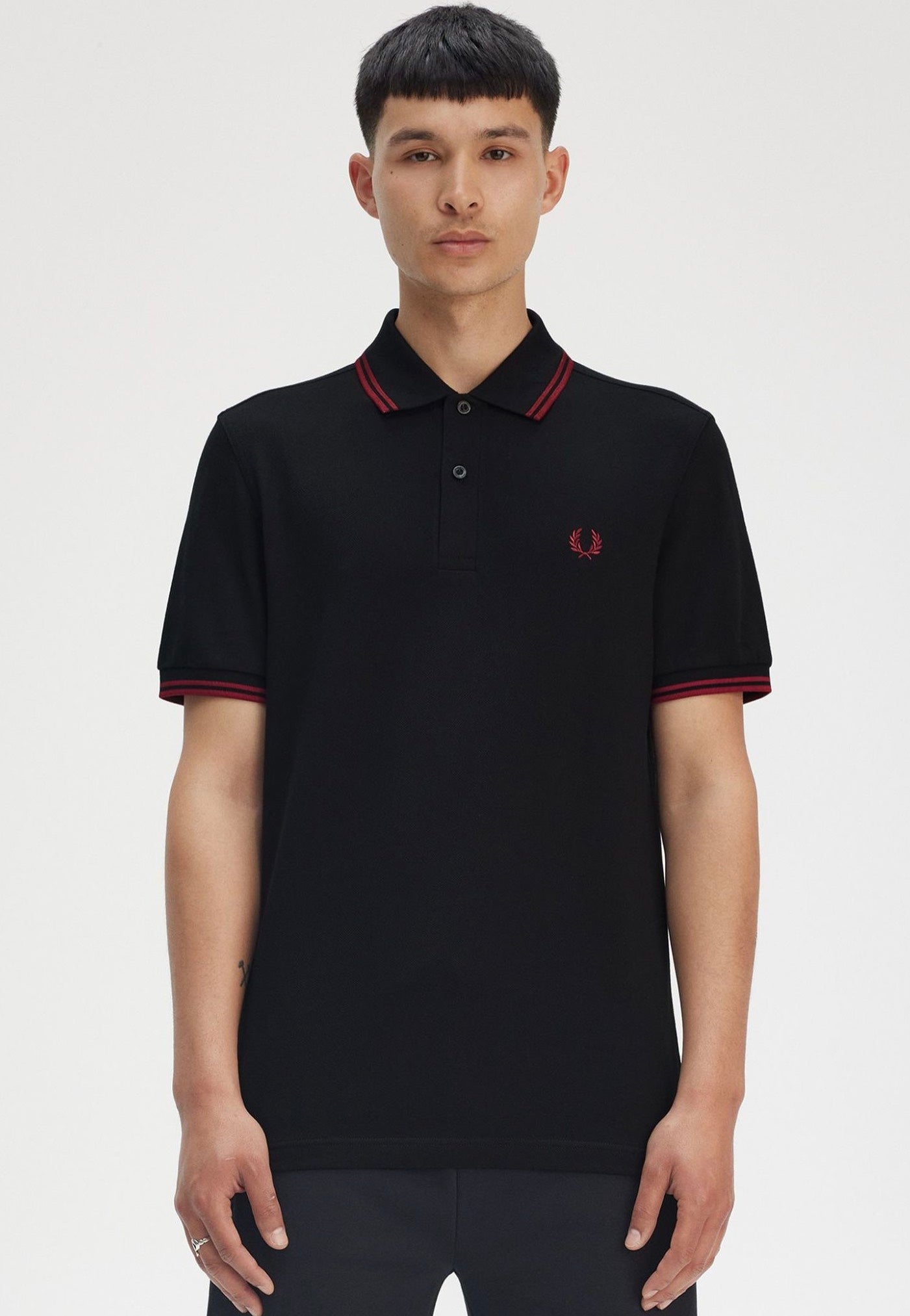 Fred Perry - Twin Tipped Black/Burnt Red - Polo Clearance Get Authentic