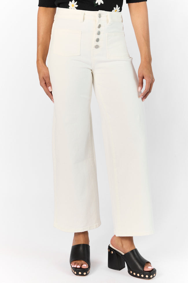 Sutton White Wide Leg Patch Pocket Jeans Reliable