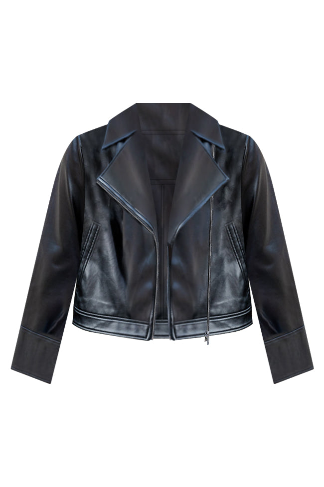 Something To See Black Faux Leather Moto Jacket FINAL SALE Really Cheap