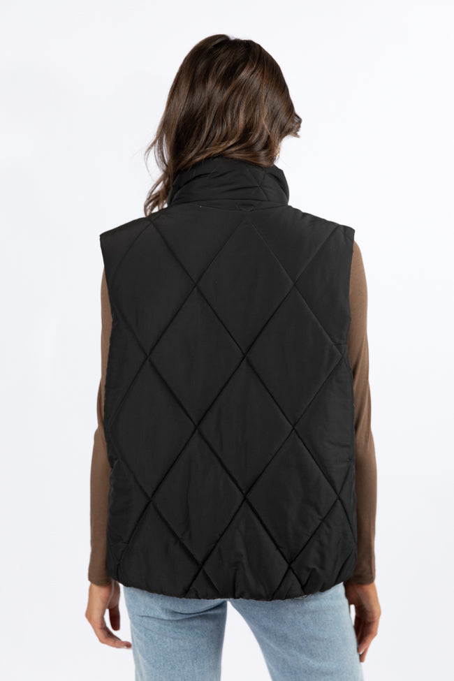 Mountainside Moment Black Quilted Puffer Vest Clearance Explore