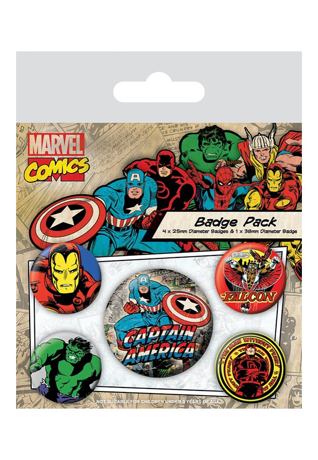 Marvel Comics - Retro Multicolored Pack Of 5 - Button Set Outlet Cheap Authentic