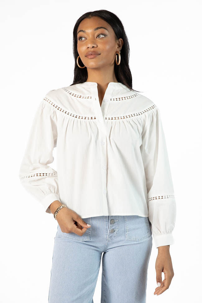 Memorable Moments Ivory Ladder Detail Long Sleeve Woven Blouse Big Sale Cheap Online