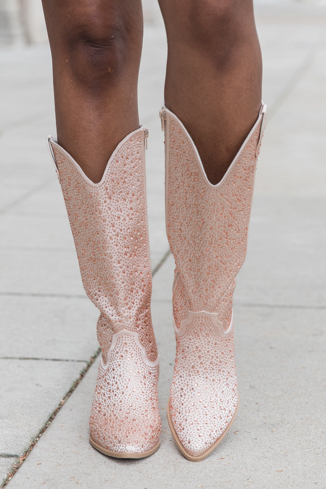 June Taupe Rhinestone Boots Very Cheap