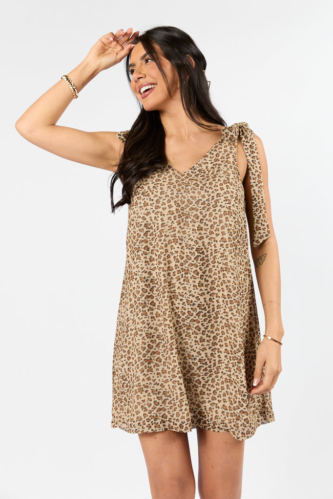 Wild Love Leopard Print Tie Shoulder Dress Genuine Sale Online