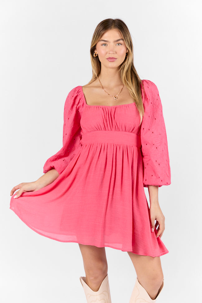 Beautiful Thoughts Pink Lace Sleeve Mini Dress Buy Cheap Footlocker