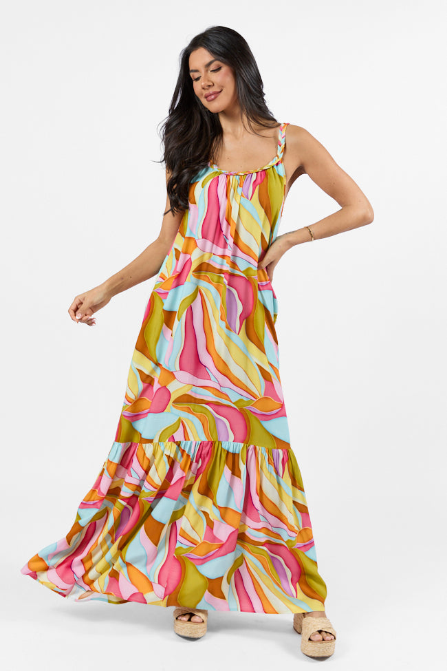 Painting The Sky Multi Print Maxi Dress Wholesale Pice