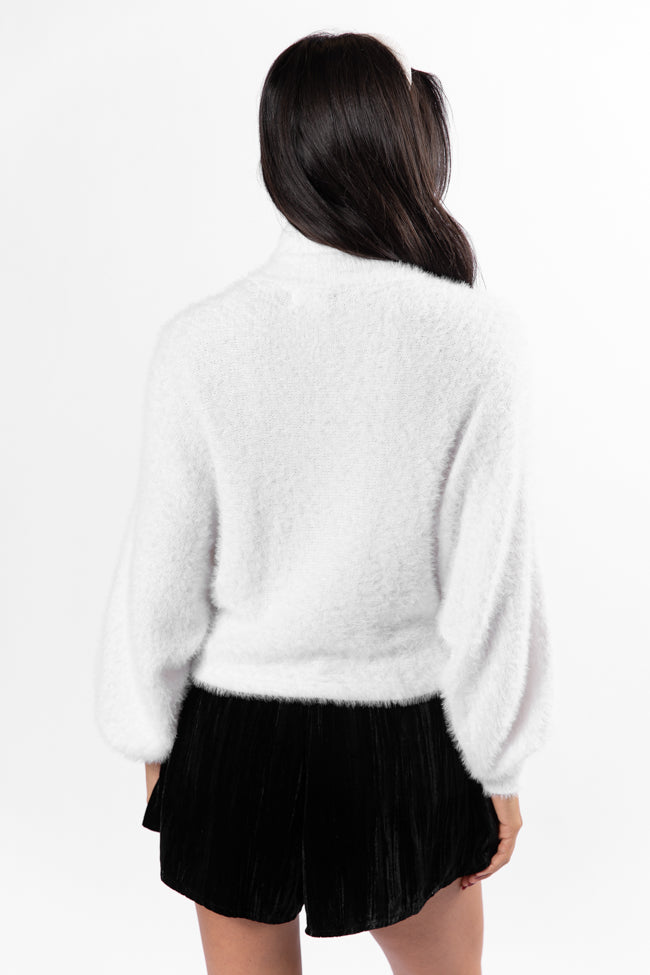 Beyond Me White Fuzzy Turtleneck Sweater SALE Buy Cheap Websites