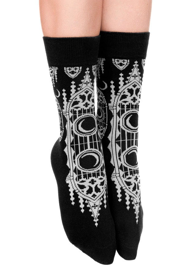 Restyle - Cathedralis Jacquard Moon & Cathedral - Socks 2025 New For Sale