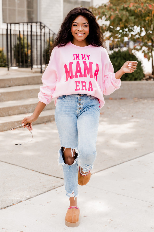 In My Mama Era Light Pink Oversized Graphic Sweatshirt High Quality For Sale