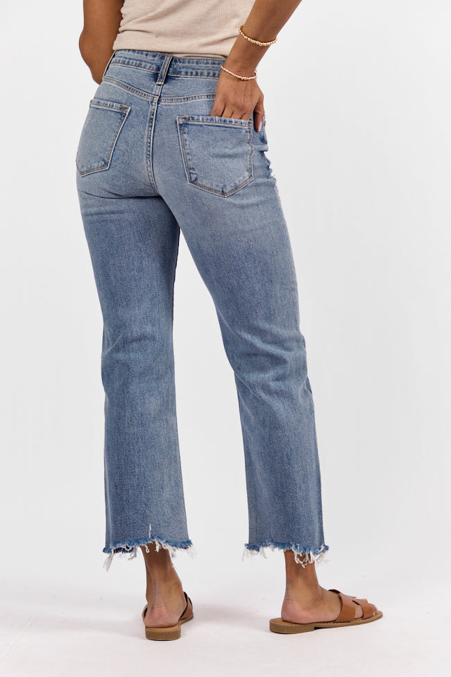 Briauna Light Wash Distressed Hem Ankle Length Wide Leg Jeans Sast Sale Online