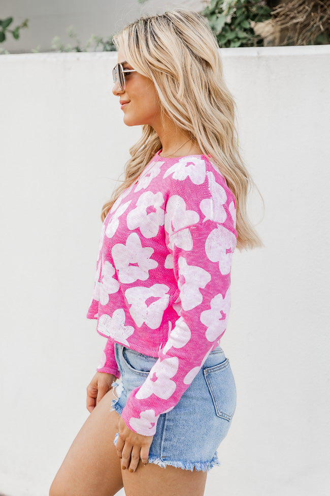 Hard To Focus Hot Pink Floral Sweater FINAL SALE Manchester Great Sale Online