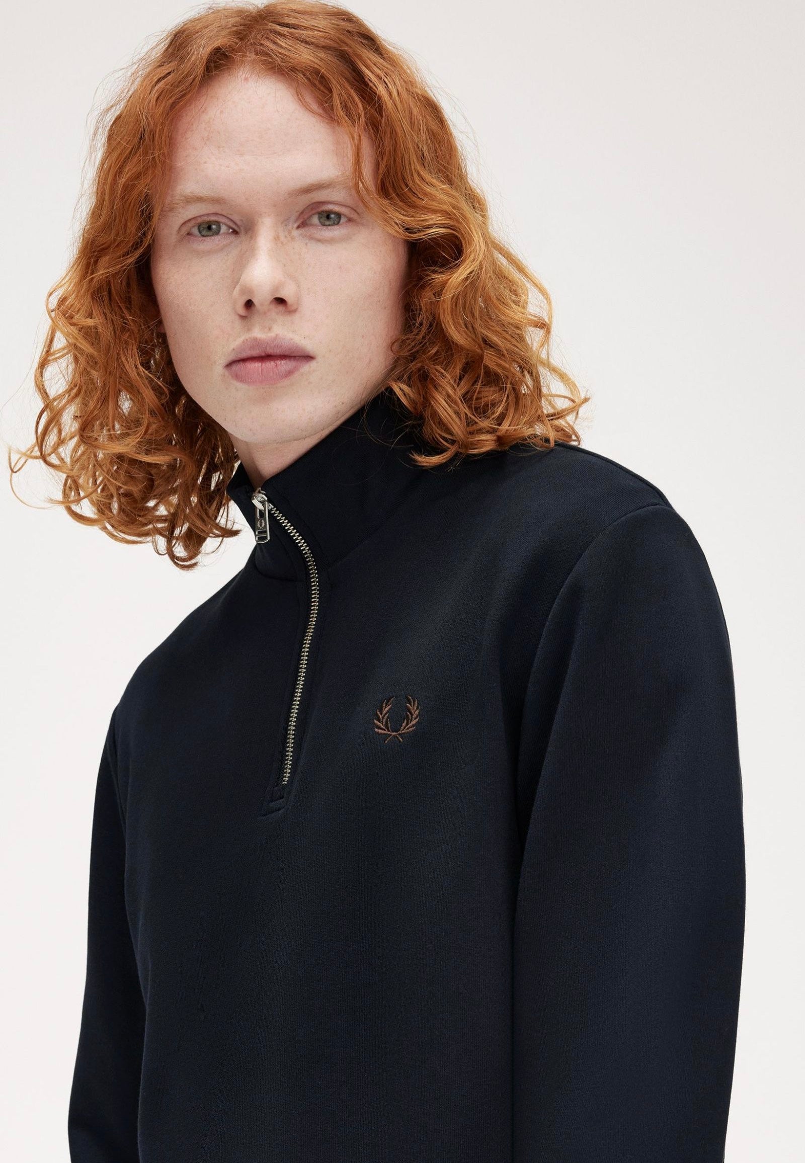 Fred Perry - Half Zip Nvy/Lrlwgrn/Bric - Sweater Outlet Great Deals