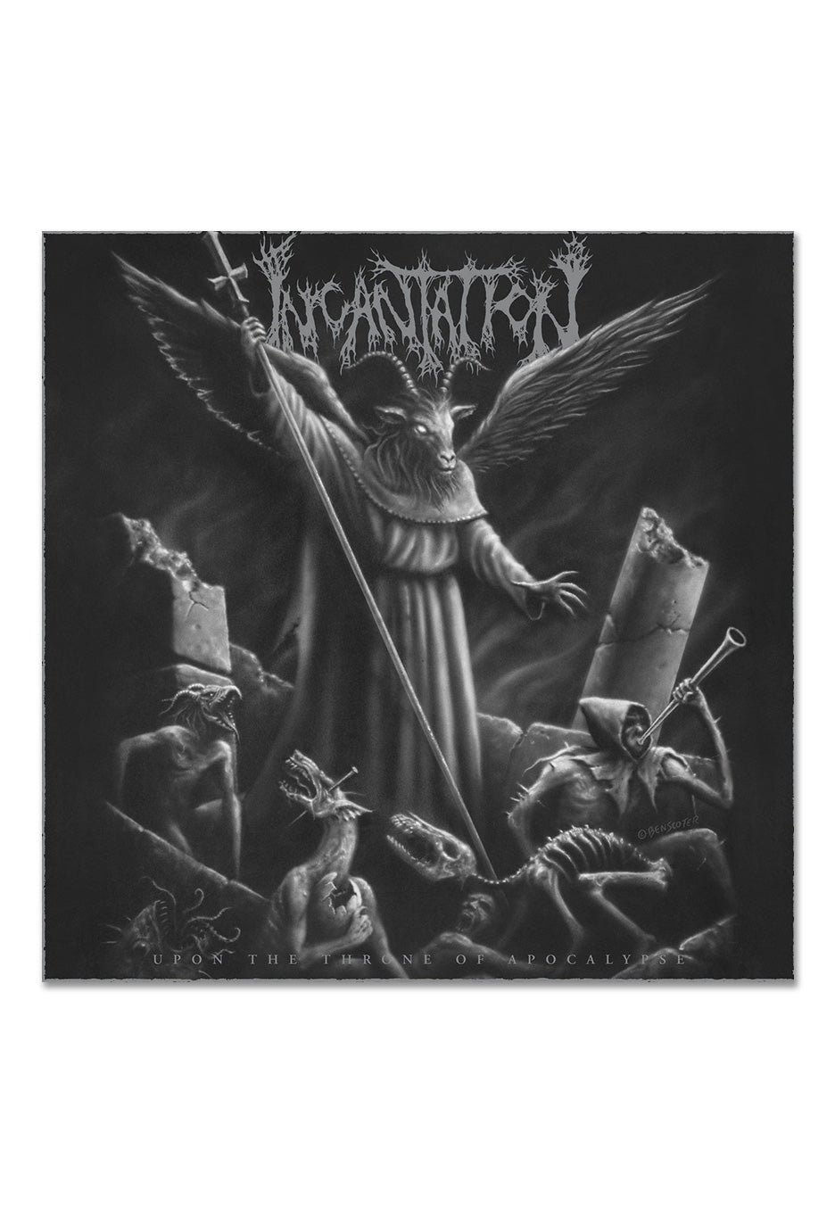 Incantation - Upon The Throne Of Apocalypse Black Ice w/ Silver & White - Splatterd Vinyl Free Shipping Pices