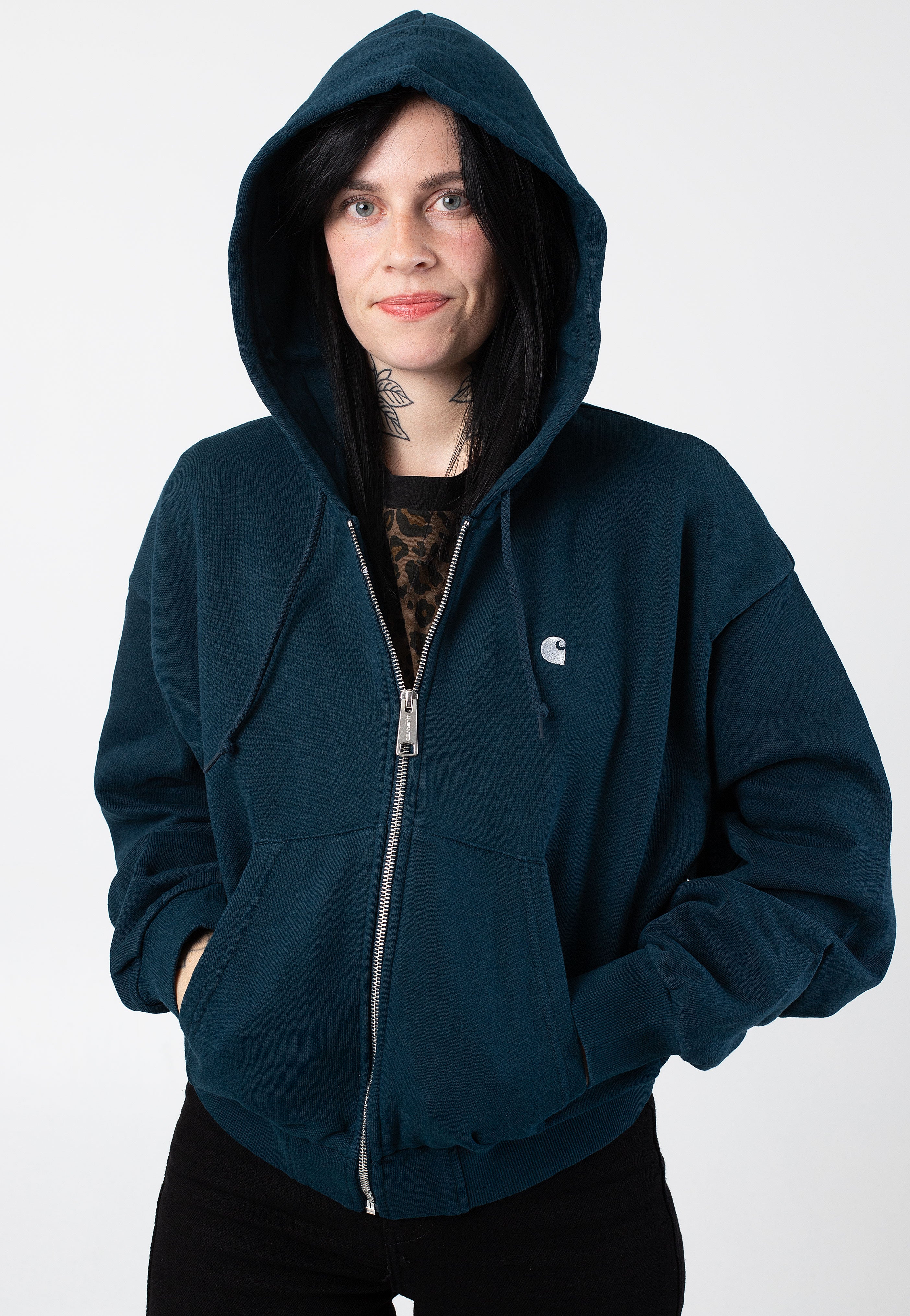 Carhartt WIP - W' Hooded Casey Duck Blue/Silver - Zipper