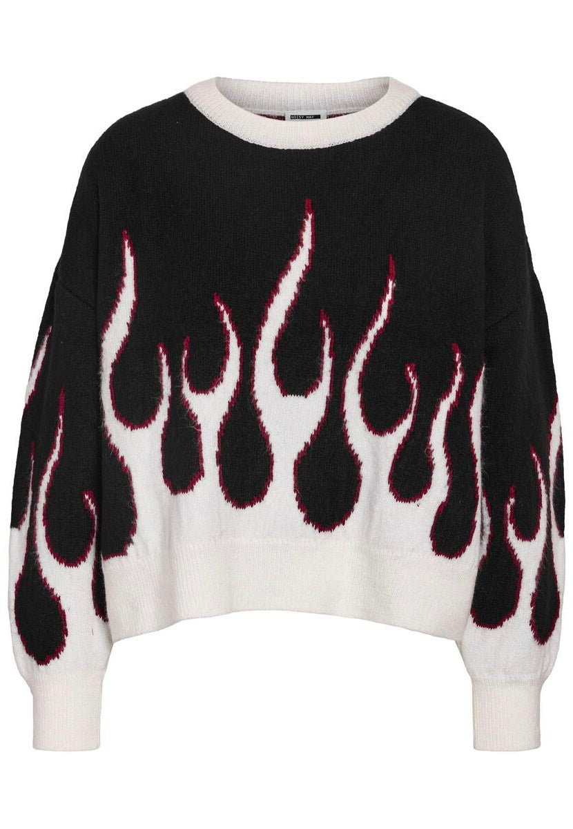 Noisy May - Bailey O Neck Jacquard Black Flame - Pullover Wholesale Pice For Sale