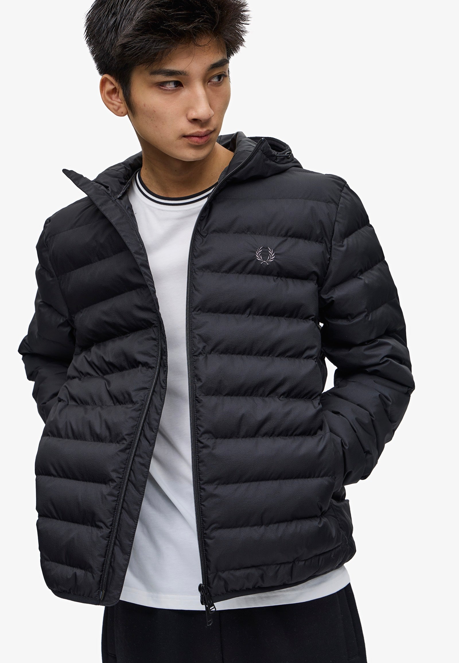 Fred Perry - Hooded Insulated Black - Jacket Discount Footaction