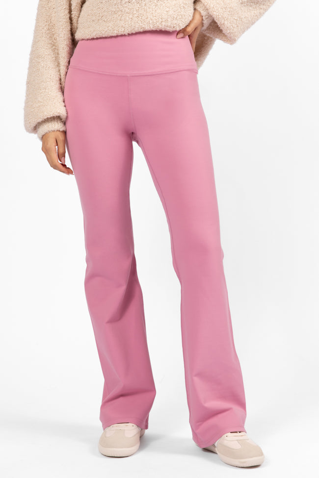 Get Moving Pink Flare Knit Leggings SALE View